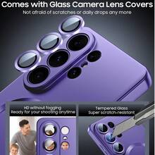 适用于三星 Galaxy S26 S26Plus S26Utra S25 S25Utra S25Plus S25FE A17 A37 A57 的超薄柔软 TPU 镜头保护壳，防震磁吸设计 - 紫色 - 查看 3