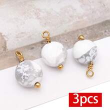 3 mặt dây chuyền đá tự nhiên hình tròn dẹt bằng thép không gỉ, dùng để làm khuyên tai, vòng cổ, vòng tay, trang sức, kích thước 9x12mm. - Mặt dây chuyền - Xem 10