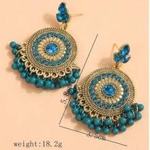 1对中东复古圆形水钻珍珠吊坠耳环（女士款） - 銅色 - 查看 6