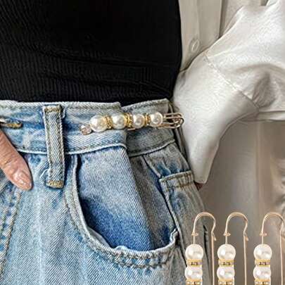 2 chiếc kẹp eo đính ngọc trai, khóa cài khăn choàng ngọc trai, thích hợp cho áo len, váy, chân váy và quần jeans, kẹp cài eo chống chói, dùng hàng ngày, trang trí nhà cửa, vật dụng giúp giảm vòng eo.