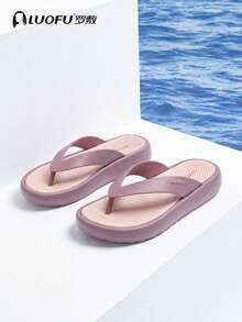 luofu Dép xỏ ngón nữ, dép lê ngoài trời chống trơn trượt, dép sandal mùa hè thời trang, đế dày, dép đế bằng đi biển, dép đi nghỉ mát. - Màu tím - Xem 3