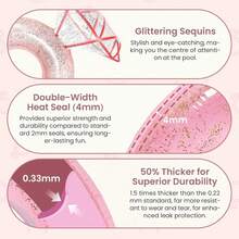 Pink Diamond Glitter Inflatable Pool Float, Sequin Round Swimming Ring Suitable For Summer Beach Vacation And Bachelorette Party - One Size Fits All - View 4