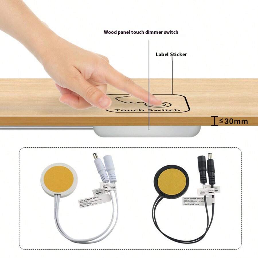 Penetrable 30mm Panel Touch Switch DC 5V-24V LED Dimming Controller Black White Smart Touch Sensor Dimmable Switch For Kitchen Cabinet Room Atmosphere Light