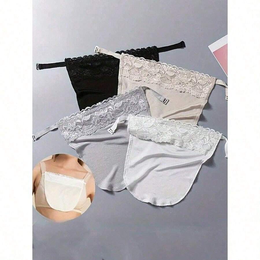 1-4pcs Lace Bra Cover Detachable Breast Cover Chest Cover Women Clothing Accessories,Anti-Peeping Anti-Light Bra,Bralette Accessories With Striped Pattern, Removable Washable, Invisible Delicate Lace Trim, Short Style, Lingerie Accessory - Nhiều màu - Xem 1