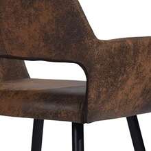 FurnitureR Conjunto 2 Sillas Comedor Vintage Cuero Antiguo Piel Sintética Suede Silla Asiento Cojín Rústico con Patas Metal - Marrón - Ver 7