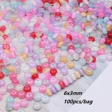 100颗/袋，冬季配色，6x3毫米隔珠，散装玻璃珠，适用于珠宝制作、DIY工艺品、手机挂绳等。 - 隔珠 - 查看 10