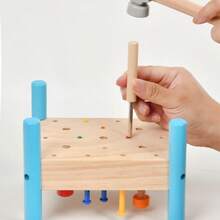 Nut Hammering Toy, Montessori Hammering Bench, Children Hand-Eye Coordination & Brain Development Hammering Toy - Multicolor - View 2