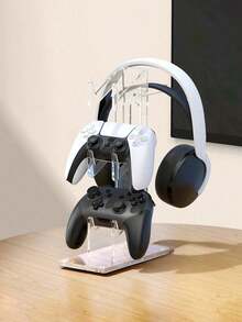 1pc 3-Tier Plastic Headphone Stand, Multifunctional Game Controller Storage Rack, Designed For Gamers Desktop Headphone Organizer - Transparent - View 4