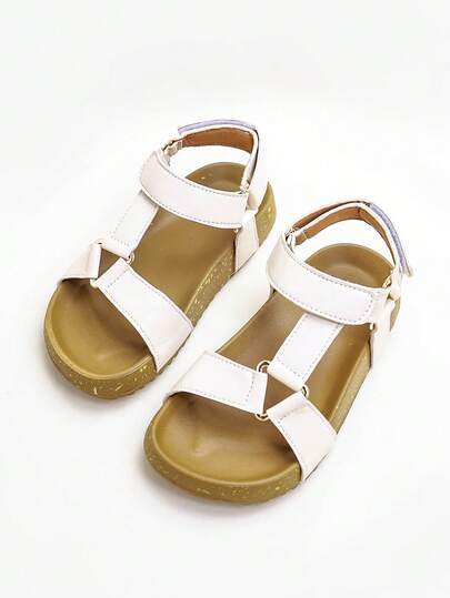 1 đôi dép xăng đan kiểu La Mã màu đen cỡ lớn dành cho bé trai, chất liệu PU, có khóa kim loại điều chỉnh, mũi tròn, đế cao su chống trượt, dép xăng đan đế bằng thời trang dễ thương cho bé trai và bé gái, thích hợp cho hoạt động thường ngày, ngoài trời, đi nghỉ mát, mùa xuân/hè.