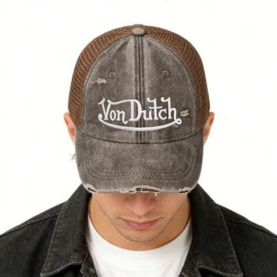 Yon Dutch Vintage Distressed Embroidered Baseball Cap, Suitable For All Seasons, Soft And Adjustable Golf Cap, Unisex Baseball Cap, Breathable Sun-Protective Fishing Cap.