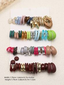 1-20 Pairs Random Beaded Letter C, Vintage Retro, Geometric Exaggerated Fashion Earrings Set, Blind Box Combination, Suitable For Women, Mother's Day, Valentine's Day, Christmas, New Year, Daily Wear - Multicolor - View 6