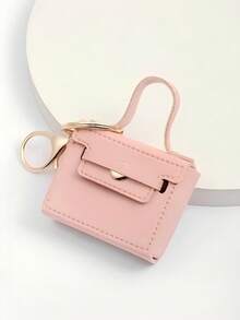 1pc Pink Decorative Square Keychain - Multicolor - View 3