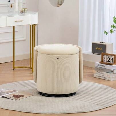 Cadeira tipo concha acolchoada e elegante: banco giratório 360° para banheiro, ideal para quarto e sala de jantar, com espaço de armazenamento embutido. Macia e confortável, versátil e perfeita para usar na penteadeira ou sala de jantar.