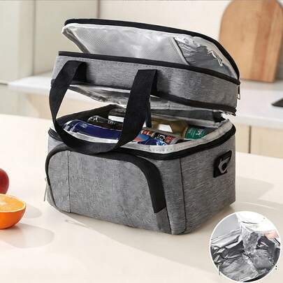 Large Capacity Thick Insulated Lunch Bag | Double-Layer EVA Heat-Pressed Leak-Proof Aluminum Foil Thermal Bag | Reusable Portable Lunch Box Bag Suitable For Work, School, Picnic And Camping | Student Bento Bag