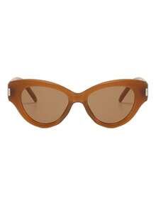 1 Pair Women's Jelly Cat Eye Frame PC Glasses, Gentle Commuting Versatile Fashion - Brown - View 3