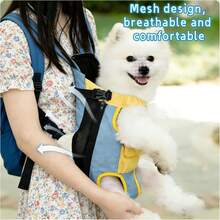 Dog Backpack Carrier, Front Pocket For Essentials, Legs Out Pet Sling Front Backpacks For Small Medium Dogs 11-15 Lbs, Adjustable Puppy Chest Travel Bag For Hiking Cycling - Blue - View 7