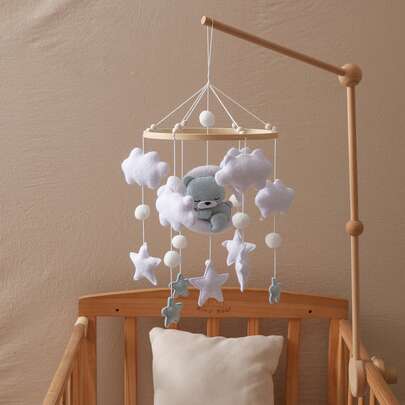 Handmade Hugging Moon Bear Series Bed Bell, Baby Soothing Grip Bedside Rattle, Cute Shape Toy, Educational, Improve Child's Hand-Eye Coordination, Prevent Myopia, Suitable For Children's Room Decor, Mixed Colors, Newborn Bed Bell Toy, Best Gift For Parent-Child Interaction, Birthday Gift, Christmas Gift