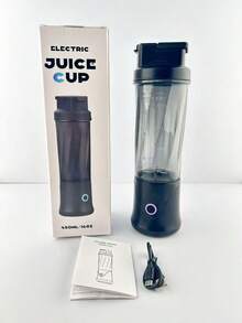 1件裝 450ml 便攜式個人果汁攪拌機 USB充電迷你榨汁杯 12葉刀片防水果汁機 適合旅行、健身、居家與戶外使用 - 彩色 - 查看 16