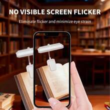 [1 pieza] Luz de lectura horizontal con clip, mini luz de libro, lámpara de lectura con clip, lámpara dedicada al cuidado de los ojos, se puede sujetar o colocar, recargable y con enchufe, 3 niveles de brillo, luz de libro giratoria 360° - Lámpara de lectura horizontal con clip - Ver 2