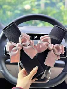 2个可爱蝴蝶结汽车安全带套，柔软加厚肩部安全带保护套 - 透氣蝴蝶結 - 查看 12