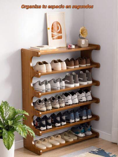 NINOTO Organizador de Zapatos de Madera, Zapatero 6 Niveles para Closet, Estante Multiusos para Zapatos, Rack Ahorrador de Espacio para Hogar