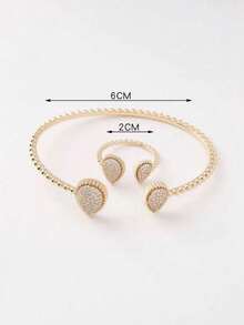 Bộ 2 chiếc vòng tay và nhẫn hình giọt nước đơn giản và đa năng dành cho nữ. - Nhiều màu - Xem 3