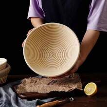 1pc Round Rattan Bread Proofing Basket With Liner, Sourdough Dough Baking Basket, Multifunctional Kitchen Tool, Handmade Bread Shaping Basket, Natural Rattan Material, Perfect For Sourdough And Yeast Baking - Essential Artisan Baking Tool For Home And Professional, Yeast Dough Baking, Homemade Bread Making, Bread Proofing Basket, Baking Essentials, Handmade Bread Tool, Suitable For All 12 Months - White - View 4