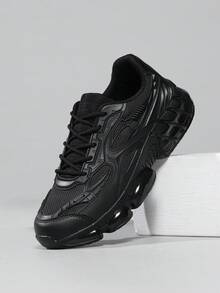 1双男士户外休闲跑步鞋，公路慢跑休闲通勤运动鞋 - 黑色 - 查看 2