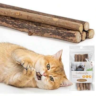 ​5 Pack Silvervine Sticks For Cats, Natural Cat Chew Toys For Teeth Cleaning, Kitten Teething Toys For Indoor Cats & Aggressive Chewers, Dental Care Slivervine Sticks