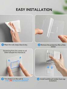 1pc Transparent Toothbrush Holder, Wall-Mounted Storage Rack With Compartments, Storage Rack For Toothpaste And Toothbrushes, Creative No-Drill Bathroom Storage, Can Hold Toothbrushes, Combs, And Razors, Home Bathroom Decoration, Suitable For Various Surfaces, Holder For Toothbrushes And Cosmetics, Designed To Save Space, Serves As A Storage Rack On Bathroom Sinks, Toilets, And Countertops - Multicolor - View 7