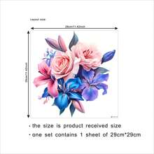 1pc 2D Healing Powder Blue Floral Cluster Forest Fairy Daisy Wall Sticker, Natural Color Transition, Instantly Adds Romantic And Fresh Atmosphere To Space. Made Of PVC Material, Moderate Adhesiveness And No Residue, Suitable For Living Room Background Wall, Sofa Background Wall - مقاس واحد - مشاهدة 2
