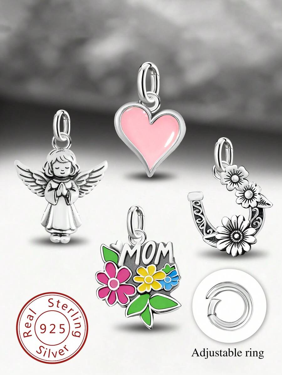 1 chiếc mặt dây chuyền hình thỏ hoa mùa xuân bằng bạc sterling 925 đơn giản và độc đáo, mặt dây chuyền tự làm hình thỏ, trang sức tinh tế làm quà tặng cho phụ nữ hoặc nam giới. - tập trung - Xem 1