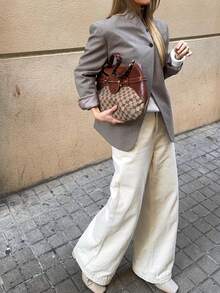 Blazer versátil de cuello alto para mujer, nueva llegada de primavera y otoño de DEEKA - Caqui - Ver 7