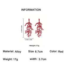 1 par de nuevos pendientes minimalistas con estilo de playa, con diseño de coral rojo en spray para mujeres - Rojo - Ver 7