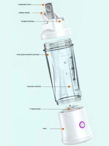 1件裝 450ml 便攜式個人果汁攪拌機 USB充電迷你榨汁杯 12葉刀片防水果汁機 適合旅行、健身、居家與戶外使用 - 彩色 - 查看 12