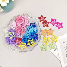 50/100pcs Y2K Star Hair Clips - Hollow Cute Metal Non-Slip Star Bangs Clips, Pastel & Neon Color Pointed Design, Suitable For Women Daily Hairstyles, Ponytail, Bun, Chignon - Color Mixing - View 8