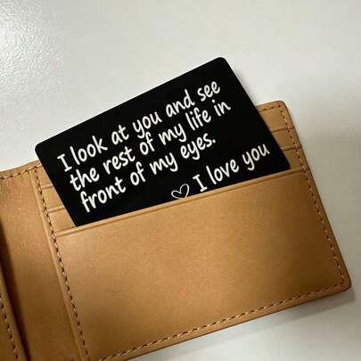 Aluminum Alloy Carved Wallet Card - Customized "I Love You" Card Holder, Romantic Gift For Boyfriend, Husband On Valentine's Day, Christmas, Birthday, Wedding