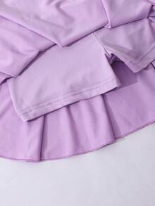3pcs/Set Girls' Casual & School Bow Print Pleated Skort, Summer - Multicolor - View 5