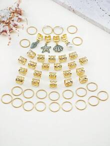 46pcs Baroque Style Ocean Elements Hair Accessories, Suitable For Summer Hairstyle Decoration, Suitable For Dance, Party, Music Festival And Other Occasions - Gold - View 5