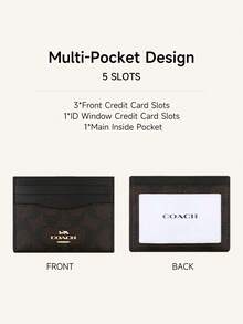 Coach Women's Mini Slim ID Card Holder Canvas Pocket Wallet Credit Card Case - Rust Brown - View 6