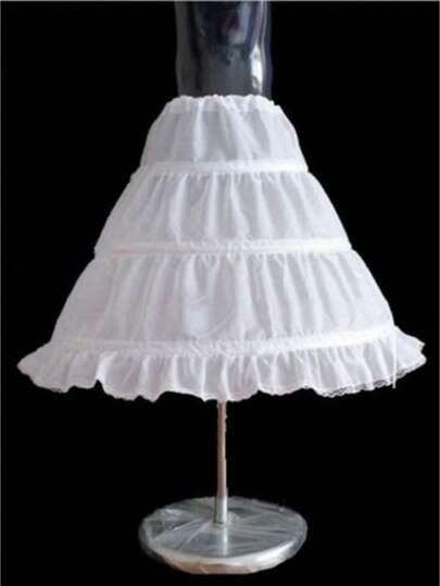 White Girls Petticoat Single Layer Ruffle Solid Color Underskirt 3 Hoops Fashion Underskirt For Cosplay Accessories