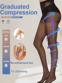3 đôi quần tất thể thao nén dành cho nữ, độ nén tăng dần 15-20mmHg, thiết kế có đai giữ chân, màu đen, hỗ trợ áp lực tăng dần, độ đàn hồi cao, phụ kiện thanh lịch cho công sở và giải trí hàng ngày. - Nhiều màu - Xem 28
