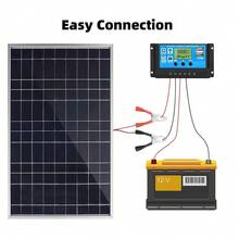 Solar Panel, 10W Portable Solar Panel Kit Set, 12V Polycrystalline Silicone With Solar Controller For Outdoor Activities, 335 X 200 Mm, IP65 Waterproof With Alligator ClipSolar Cell Solar Panel For Home Outdoor Camping, Travel - Black - View 6