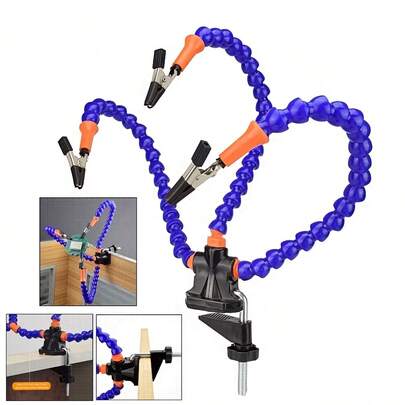 1 Stück Multifunktionale Hilfsschweißhalterung, Schwenkarm Leiterplatten Fixierklemme, Tischhalter mit flexiblem Arm und stabilem Standfuß, geeignet für Elektronikreparatur, Schmuckherstellung, Modellbau, Hobbybasteln und Werkstattaufgaben