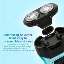 HYUNDAI Dual-Head Floating Electric Shaver YS702, Portable, Lightweight, Detachable Blades, Wet & Dry Use, Dual Foil Heads, Convenient , Low-Noise Motor, Smooth Shaving - Blue - View 5