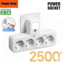 EU Plug 4 AC Outlet Power Strip Multiprise Wall Socket Universal ...
