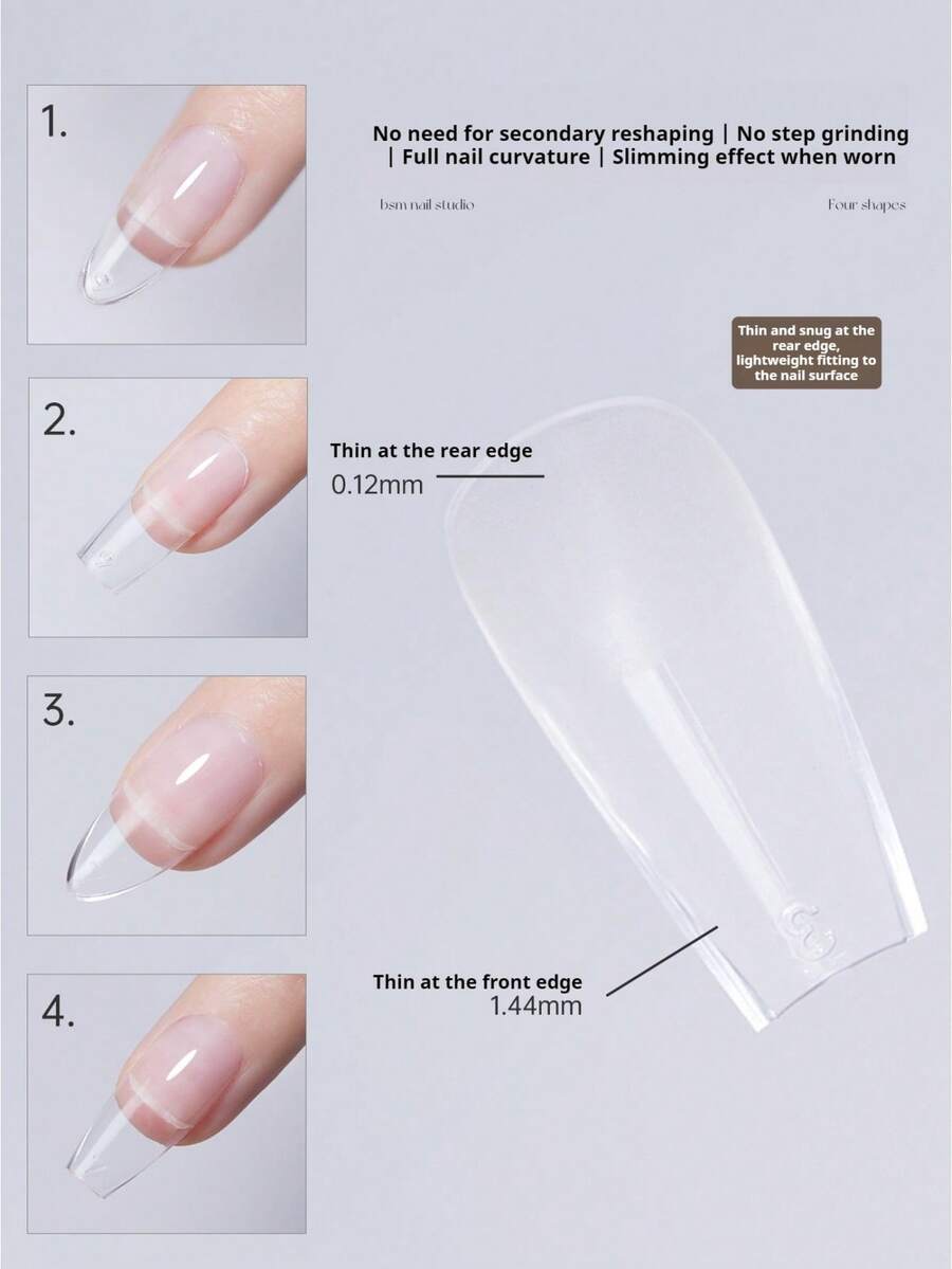 BAOSHIMAN 320pcs Full Cover Acrylic Fake Nails, No Need To File, Nail Extension Stickers, 14 Sizes