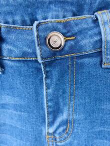 Women's Skinny Jeans With Modern Design And Button Closure: Slimming And Body Shaping Effect - Light Blue H2VA37 - View 6