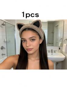 1 chiếc băng đô tai mèo hoạt hình bằng vải nhung màu nâu, băng đô cài tóc, băng đô rửa mặt, băng đô dày, băng đô đen, băng đô hoa, băng đô trang điểm, băng đô kẹp, băng đô mùa đông. - Nhiều màu - Xem 10