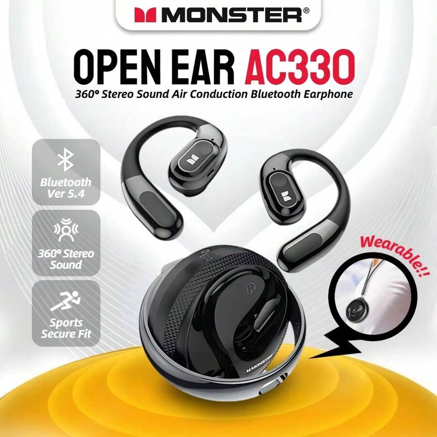 Monster OPEN FIT AC330 Wireless Headphones HD Calling Long Battery Life Exercise Running Fitness Earphone - View 1